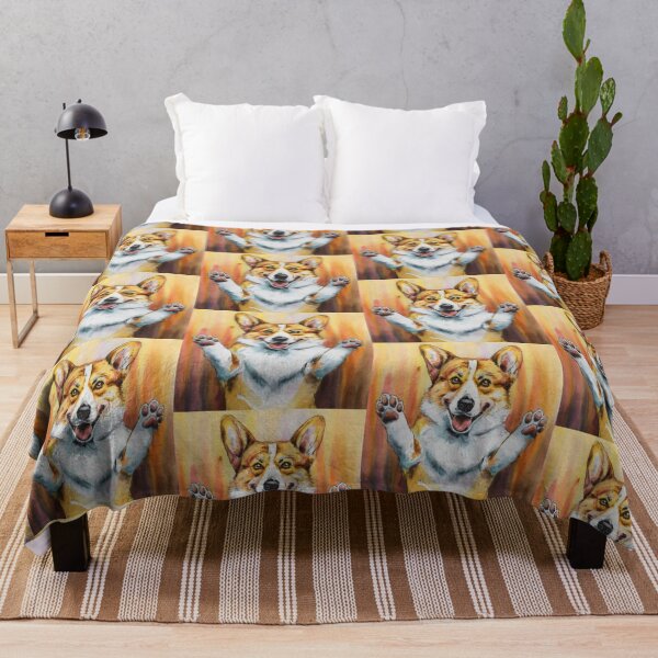 Item preview, Watercolor Happy Corgi - cheerful dog art - hugging - wants to cuddle designed and sold by Pastel-Pulse.
