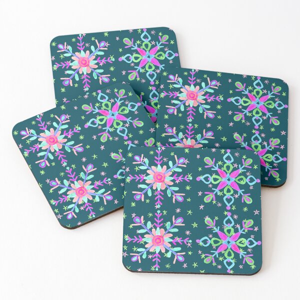Item preview, Colorful Snowflakes on Dark Blue designed and sold by MitaDreamDesign.