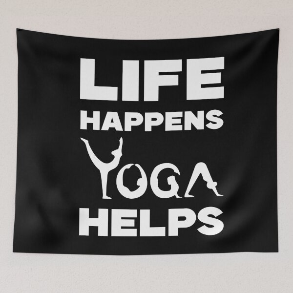 Item preview,  “Life Happens Yoga Helps” designed and sold by Felinefinesse.