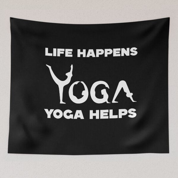 Item preview, “Life Happens Yoga Helps” designed and sold by Felinefinesse.