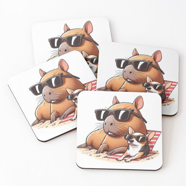 Item preview, Capybara and Chihuahua Sunbathing designed and sold by CeammiShop.