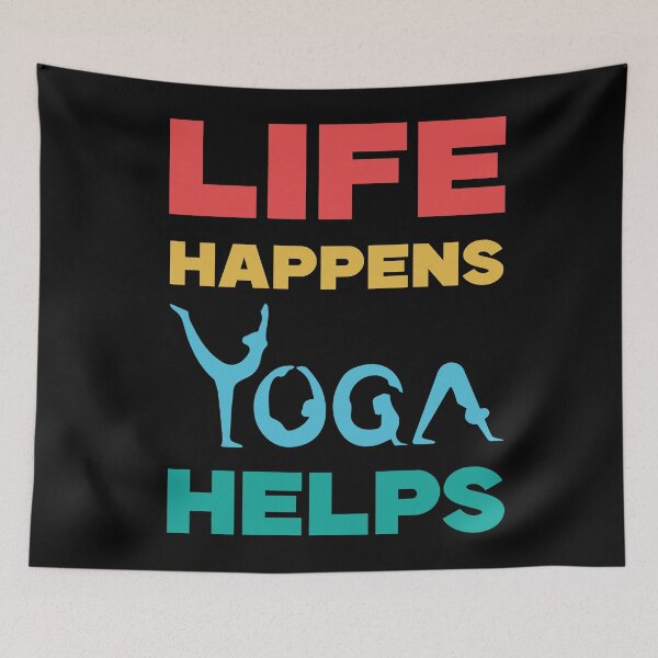 Item preview, “Life Happens Yoga Helps” designed and sold by Felinefinesse.