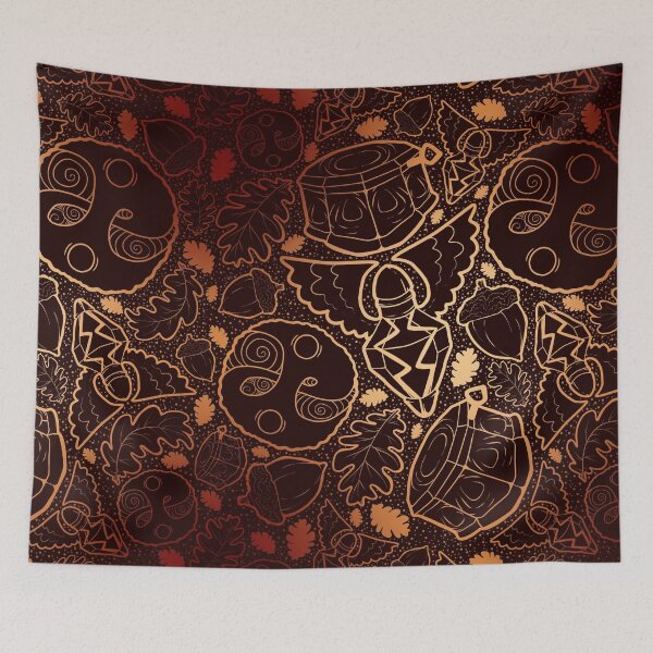 Item preview, Red & Gold Ver. Fable Pattern Oakvale Warrior Heroes Guild Seal Demon Door Bowerstone Balverine Fantasy Retro Gaming Gamer Art  designed and sold by SugaredTea.