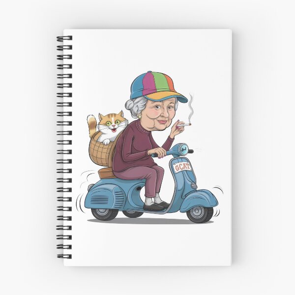 Item preview, Quirky Grandma on Scooter with Cat - Fun and Humorous Illustration designed and sold by Cherry-Cat.
