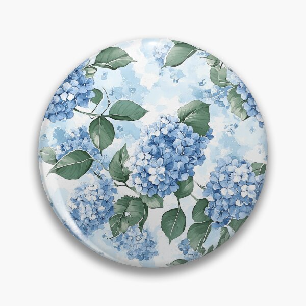 Item preview, Shabby Chic Blue Hydrangea Floral Design with Green Leaves, Vintage Style designed and sold by VintageFlorals.