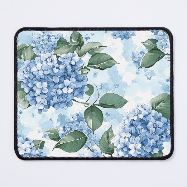 Item preview, Shabby Chic Blue Hydrangea Floral Design with Green Leaves, Vintage Style designed and sold by VintageFlorals.
