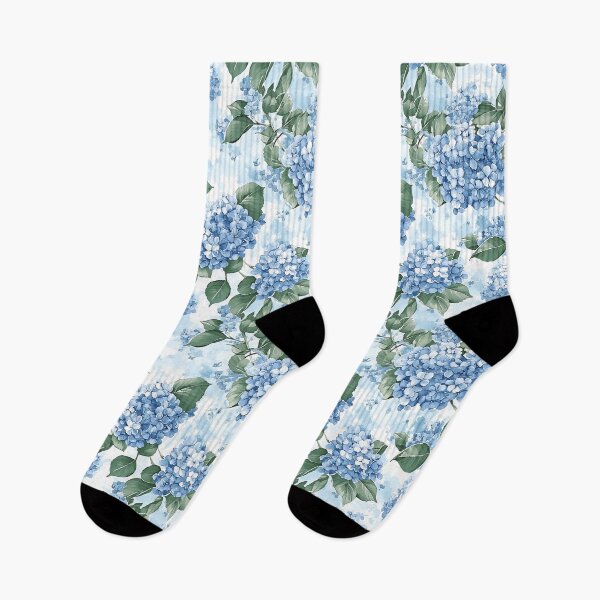 Item preview, Shabby Chic Blue Hydrangea Floral Design with Green Leaves, Vintage Style designed and sold by VintageFlorals.