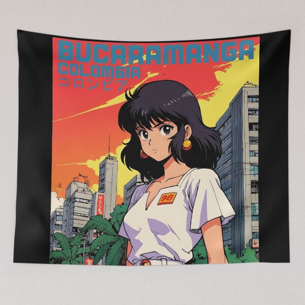 Item preview, Retro Anime Girl 80s Bucaramanga Colombia Vintage Travel designed and sold by Retro-Anime9.