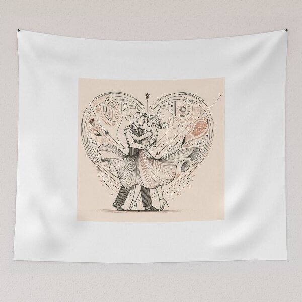 Item preview, Minimalist Dancing Couple with Boho Heart Art designed and sold by designssamaya.