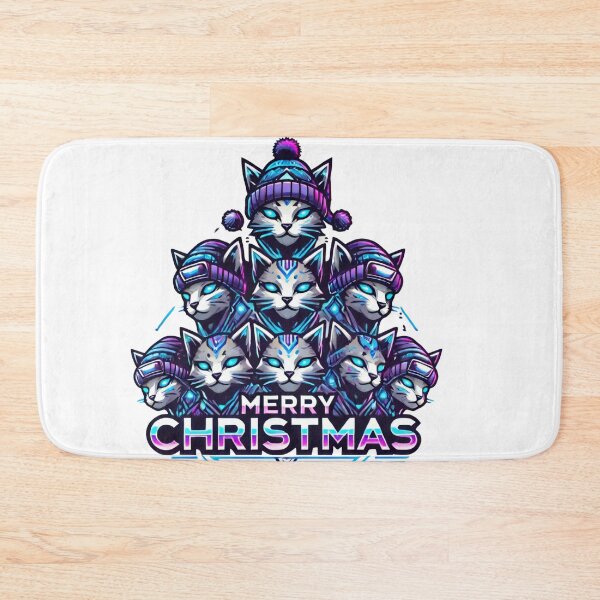 Item preview, Neon Cat Christmas Tree with Merry Christmas Text designed and sold by lubushop1.