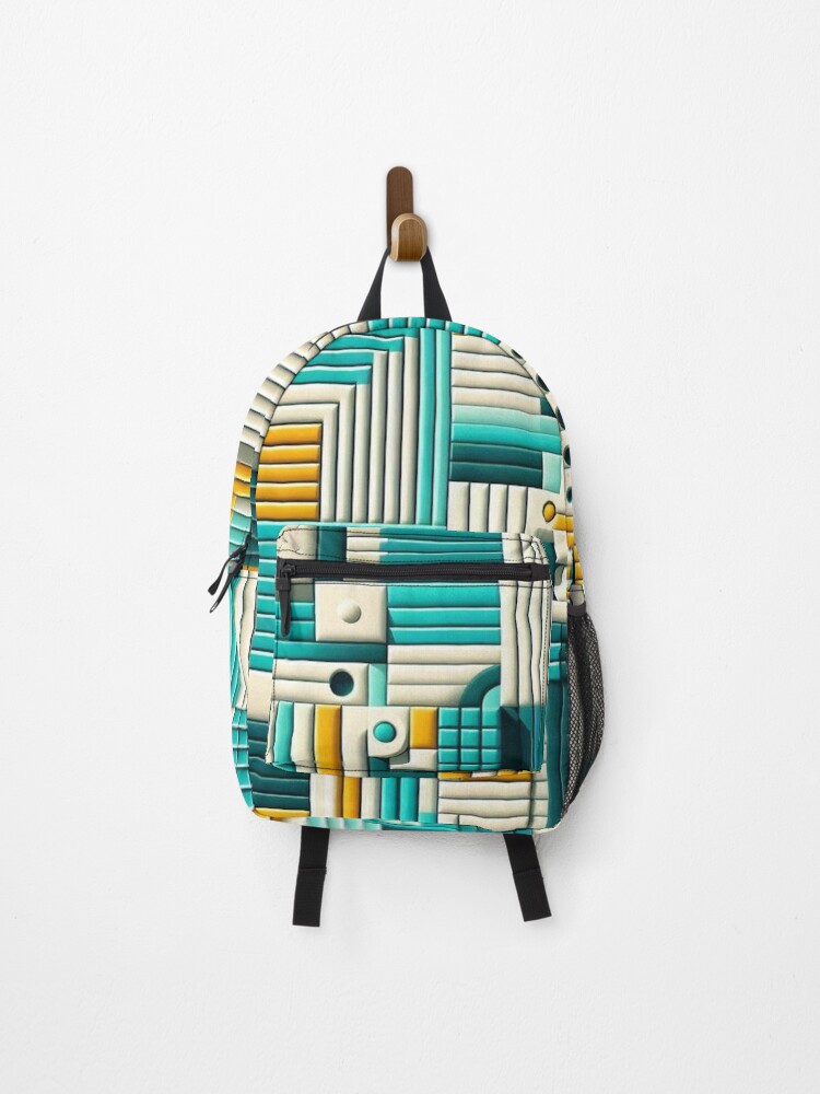 Thumbnail 1 of 3, Backpack, Rectangle Pattern 2 designed and sold by blackwhiteblue.