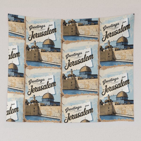 Item preview, Jerusalem Vintage Travel Retro Postcard Design designed and sold by TravelPostcardGems.