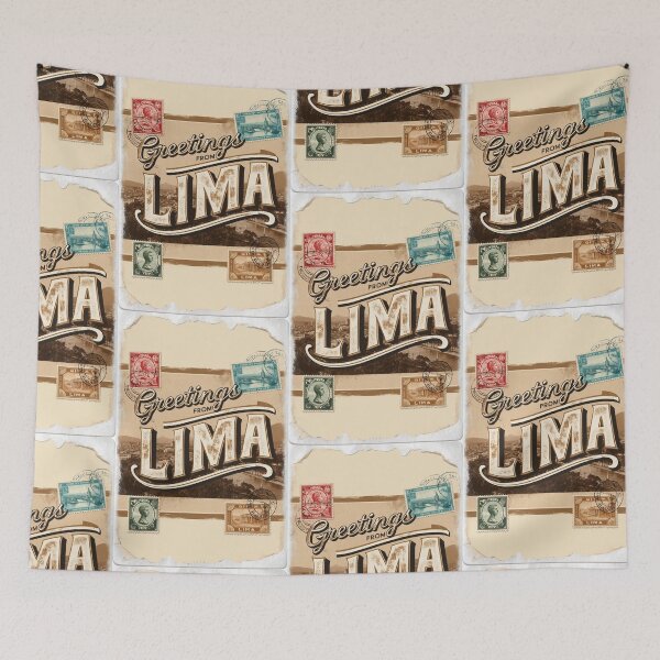 Item preview, Lima Peru Vintage Travel Retro Postcard Design designed and sold by TravelPostcardGems.