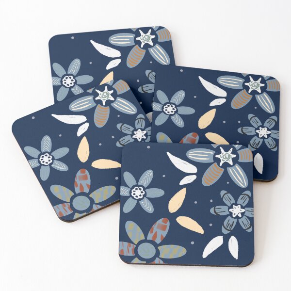 Item preview, Blue flower with chalk and line pattern  designed and sold by tenkenryujin.