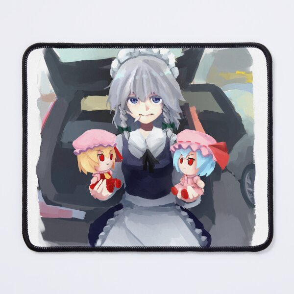 Item preview, Touhou Project - Sakuya holding Remilia and Flandre fumo - Willem Dafoe meme designed and sold by 4rdisha.