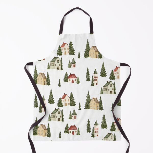 Item preview, Cozy winter cartoon village with old houses and pine trees designed and sold by GorXena.