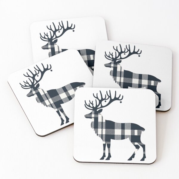 Item preview, Plaid Elegance: Reindeer with Heart Ornaments designed and sold by TeetasticBtque.