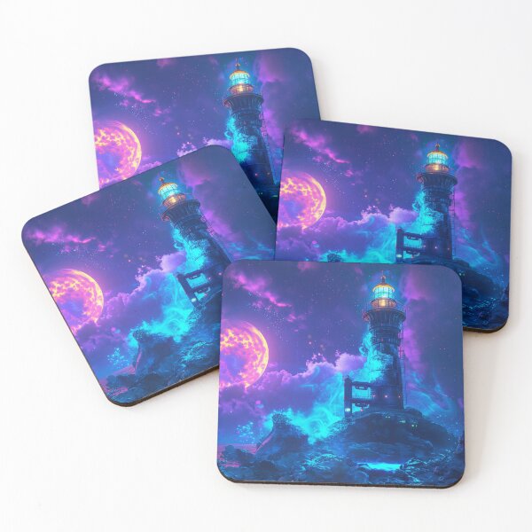 Item preview, Cosmic Lighthouse Under a Neon Moon designed and sold by Carlos Monteiro.