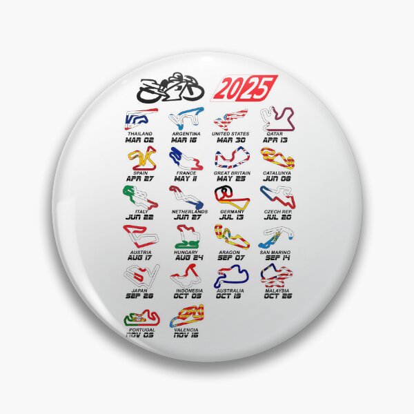 Item preview, Calendar season 2025 MotoGp circuits colors white designed and sold by ideasfinder.