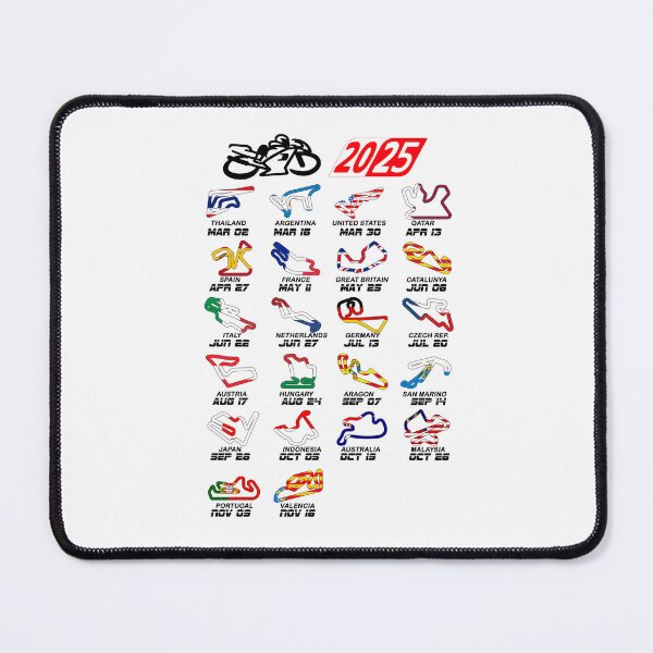 Item preview, Calendar season 2025 MotoGp circuits colors white designed and sold by ideasfinder.