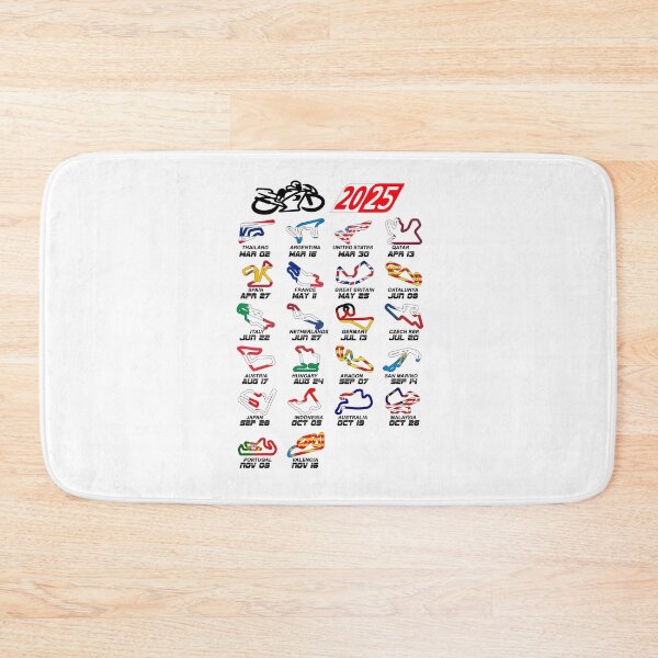 Item preview, Calendar season 2025 MotoGp circuits colors white designed and sold by ideasfinder.