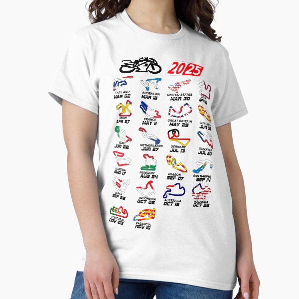 Item preview, Calendar season 2025 MotoGp circuits colors white designed and sold by ideasfinder.