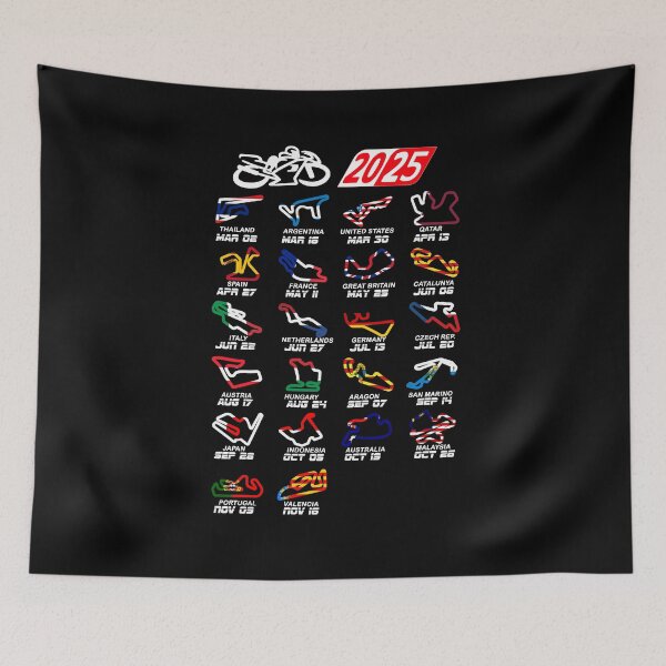 Item preview, Calendar season 2025 MotoGp circuits colors designed and sold by ideasfinder.