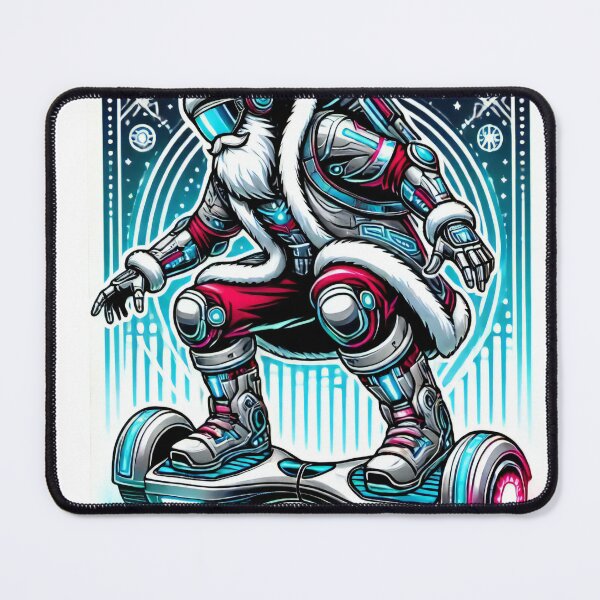 Item preview, Cyber Santa on Hoverboard with Futuristic Christmas Vibes designed and sold by lubushop1.