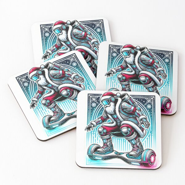 Item preview, Cyber Santa on Hoverboard with Futuristic Christmas Vibes designed and sold by lubushop1.