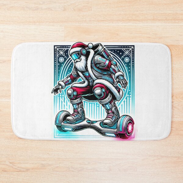 Item preview, Cyber Santa on Hoverboard with Futuristic Christmas Vibes designed and sold by lubushop1.