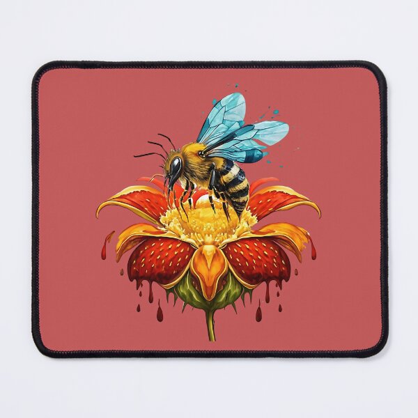 Item preview, Bee on a fantasy strawberry petal flower designed and sold by Ann Miu Deluxe.