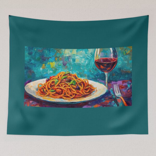 Item preview, Spaghetti Celebration - Fresh Basil, Tomatoes, and Red Wine Elegance designed and sold by OlfactoART Studio.