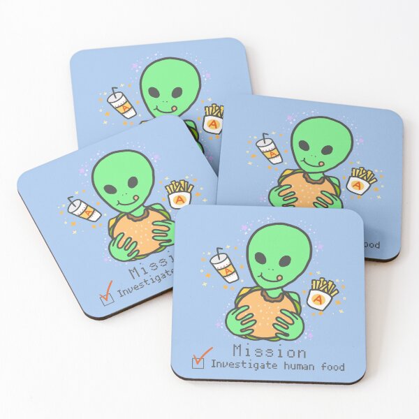 Item preview, Alien Try Human Food Burger UFO Kawaii ET Potato Anime Simple Little Grey designed and sold by Marinaaa010.