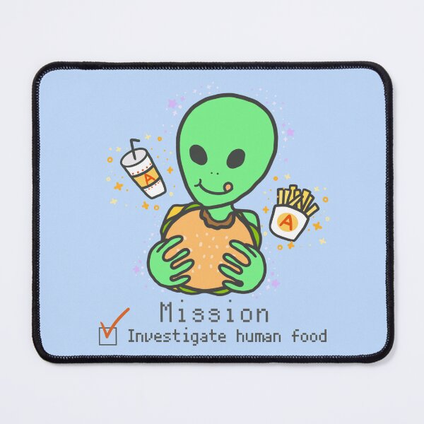 Item preview, Alien Try Human Food Burger UFO Kawaii ET Potato Anime Simple Little Grey designed and sold by Marinaaa010.