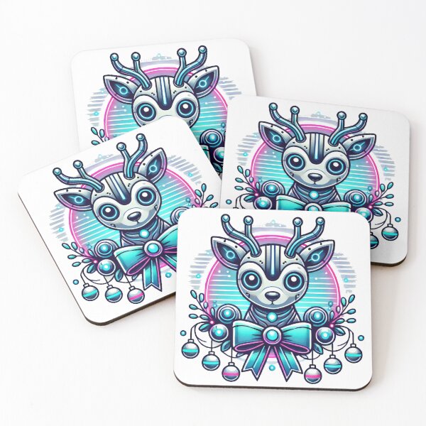 Item preview, Cyber Deer with Neon Holiday Bow and Ornaments designed and sold by lubushop1.