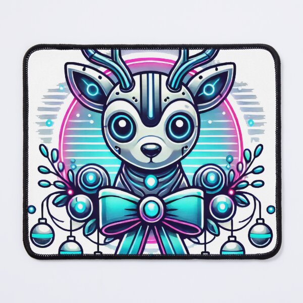 Item preview, Cyber Deer with Neon Holiday Bow and Ornaments designed and sold by lubushop1.