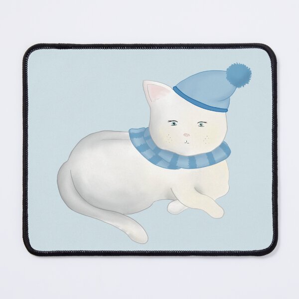 Item preview, Cute Winter Cat in a Hat and Scarf - White designed and sold by Cucurbitavanda.