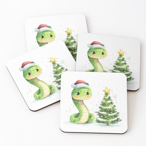 Item preview, Poster with a green snake wearing a sata hat, symbol of the new year, Christmas designed and sold by AlinaMalina24.