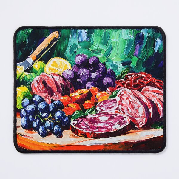 Item preview, Charcuterie Delight - A Vibrant Platter of Meats, Fruits, and Vegetables Abstract Digital AI Art designed and sold by OlfactoART Studio.