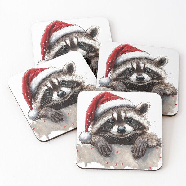 Item preview, Mapache que mira fijamente en Navidad designed and sold by NicolasGlowArt.