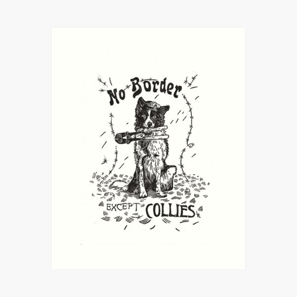 Aperçu de l'œuvre Border Collie anti frontières créée et vendue par Loki Propagandart.