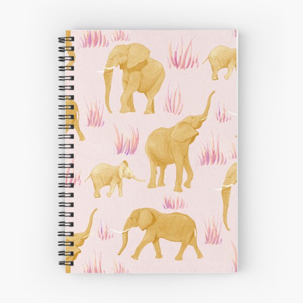 Item preview, Elephant Safari African Animal Pattern Golden Yellow On Light Pink designed and sold by AycaAtalay.