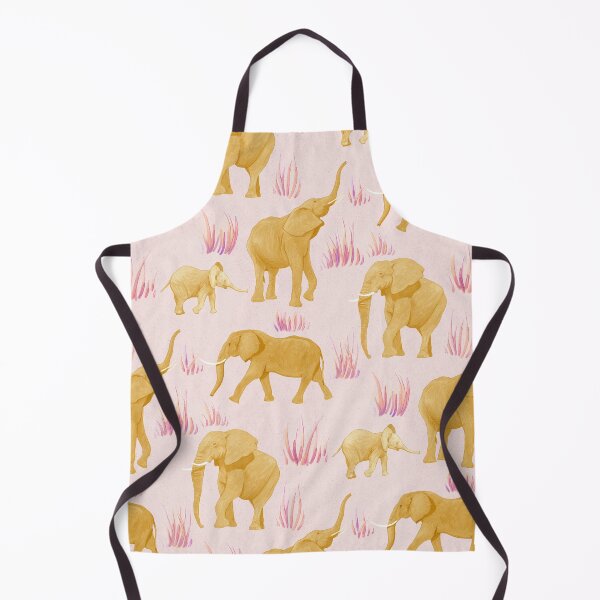 Item preview, Elephant Safari African Animal Pattern Golden Yellow On Light Pink designed and sold by AycaAtalay.