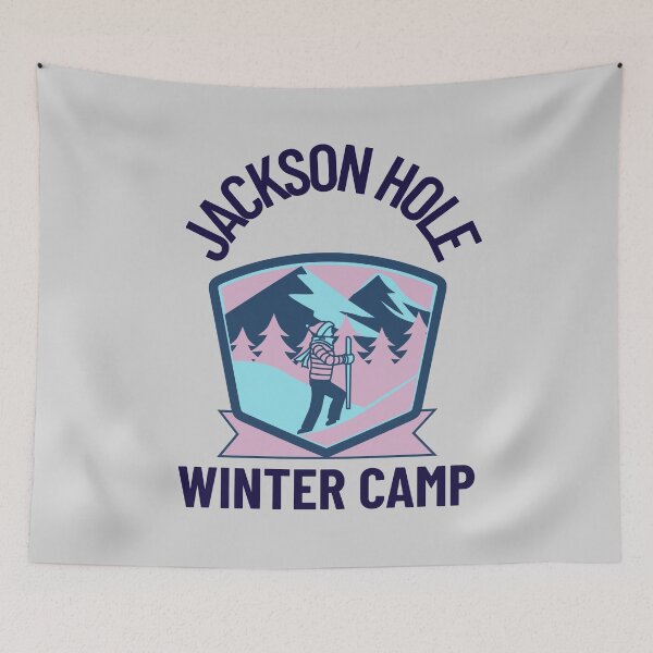 Item preview, Jackson hole winter camp design for skiers, snowshoers, hikers, and snow lovers designed and sold by Bacibooks.