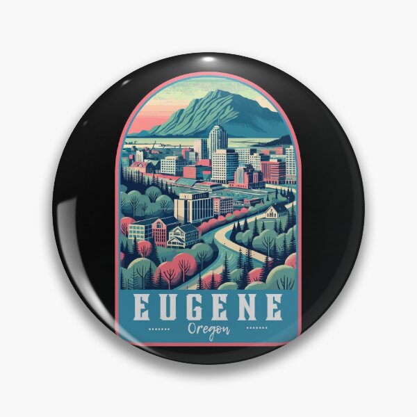 Item preview, Retro Eugene City Oregon Art Travel Skyline designed and sold by MaateoDesign.