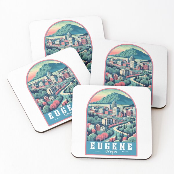 Item preview, Retro Eugene City Oregon Art Travel Skyline designed and sold by MaateoDesign.