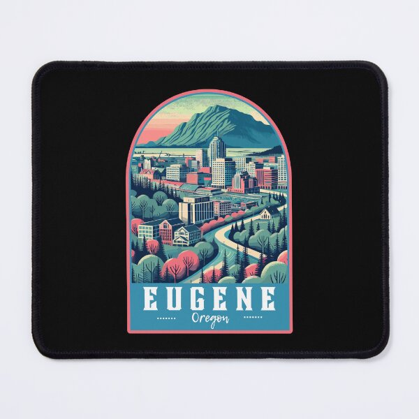Item preview, Retro Eugene City Oregon Art Travel Skyline designed and sold by MaateoDesign.