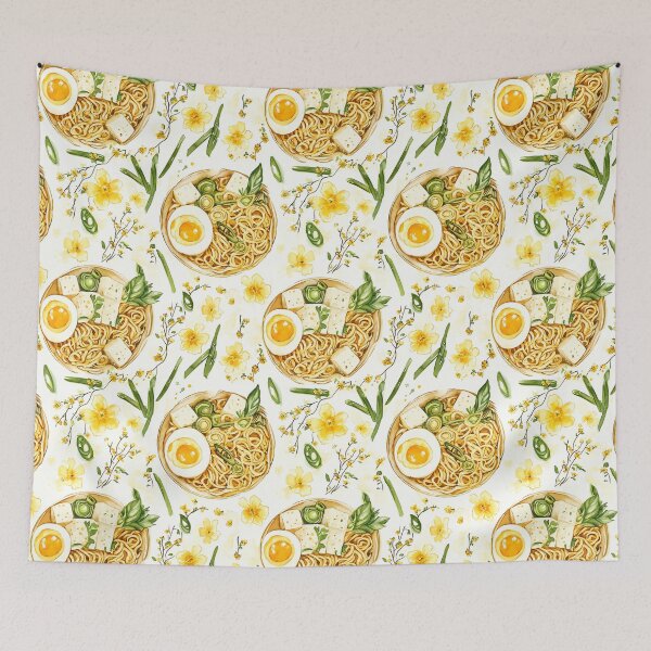 Item preview, Tofu Egg Ramen and Yellow Flowers with Scallions, Noodle Lover designed and sold by VintageFlorals.