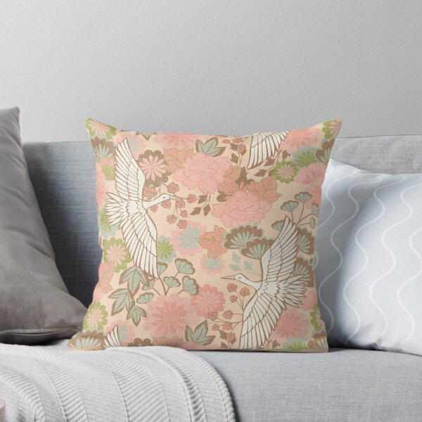 Item preview, Cranes and Chrysanthemums {Spring Pinks}  designed and sold by Cecilia Mok.