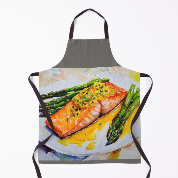 Item preview, Savory Elegance - Juicy Salmon with Creamy Sauce and Tender Asparagus Culinary AI Digital Art designed and sold by OlfactoART Studio.